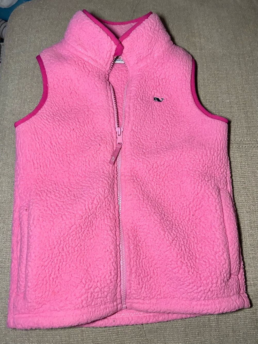 Vineyard Vines Girls Pink Sherpa Fleece Full Zip Vest Size S 7-8